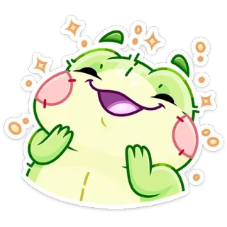 🤩 71bc5547 adesivo, felice, cartone animato, carino, illustrazione, verde, scintillante telegram sticker