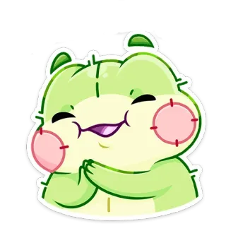 😌 99041982 Cartone animato, Carino, Adesivo, Amichevole, Verde, Animale telegram sticker