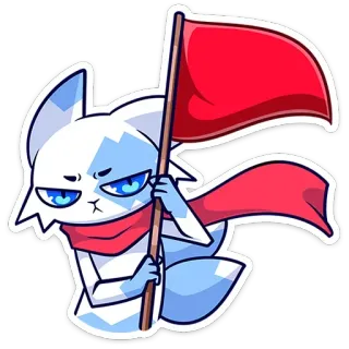🚩 337f14d3 猫, 動物, レッドフラッグ, 抗議, 漫画, ステッカー, かわいい, アクティビズム telegram sticker