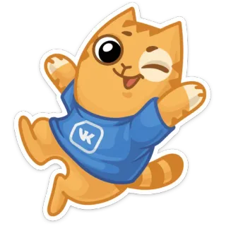 😉 691c3170 VK kot, zwierzę, naklejka, kreskówka, VK, pomarańczowy telegram sticker