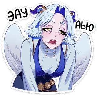 🤯 df45a122 ЭАУ АЬЮ anime, angel, wings, female, tired whatsapp sticker