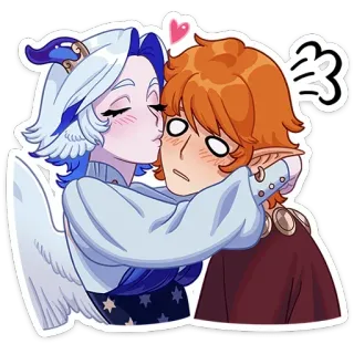 😘 e91dd304 kiss, love, couple, angel, fantasy, romance whatsapp sticker