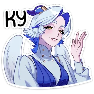 👋 ff3c4471 КУ anime, sticker, female, woman, cartoon, angel, swan whatsapp sticker