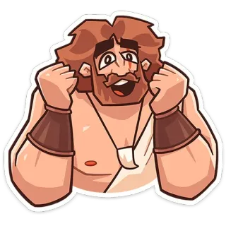 🤩 986127cb мужчина, мультфильм, воин, борода, мускулы, счастливый, наклейка telegram sticker