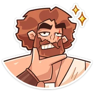 😏 b18defa6 мужчина, борода, думающий, самодовольный, мультфильм, персонаж, выражение telegram sticker