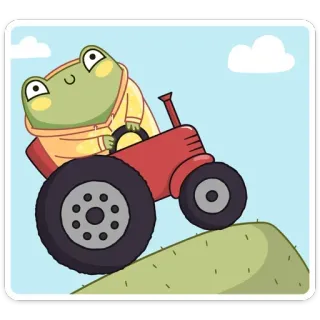 🚜 52ed623b กบ, รถแทรกเตอร์, สัตว์, ยานพาหนะ, การ์ตูน, น่ารัก, แปลก whatsapp sticker