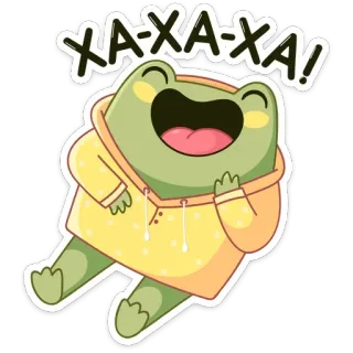 😂 acd35333 XA-XA-XA! กบ, การ์ตูน, หัวเราะ, น่ารัก, สติกเกอร์, มีความสุข whatsapp sticker