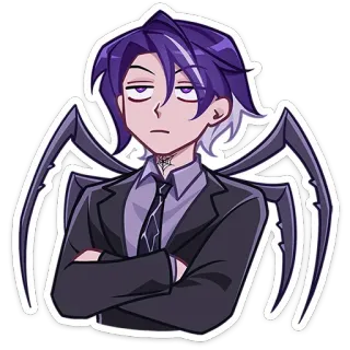 🙄 0b22c915 蜘蛛, 动漫, 卡通, 角色, 套装, 紫色, 哥特 telegram sticker
