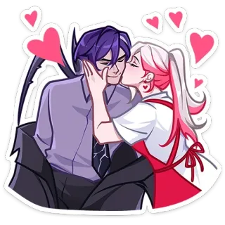 😘 0fa4ec00 爱, 亲吻, 浪漫, 情侣, 动漫, 心 telegram sticker
