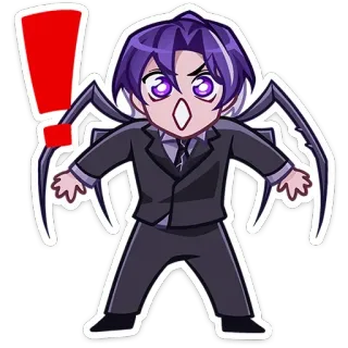 😱 55b9025d 动漫, 贴纸, 感叹号, 蜘蛛, 西装, 卡通, 害怕 telegram sticker