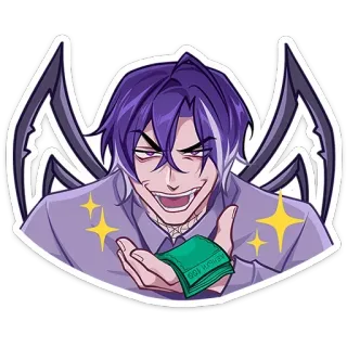 🤑 94bc34b0 动漫, 钱, 角色, 卡通, 恶魔 telegram sticker
