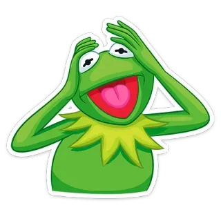 😱 1fee97c2 Kermit Kermit la Rana, rana, burattino, Muppet, scioccato, reazione, meme telegram sticker