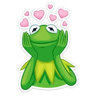 🥰 a0fc9e4d Kermit the Frog Kermit, rana, cuori, carino, amore, sognante telegram sticker