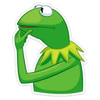 🤔 aafc1eb9 Kermit Kermit la rana, rana, pensando, burattino, Muppet, meme, riflessivo telegram sticker