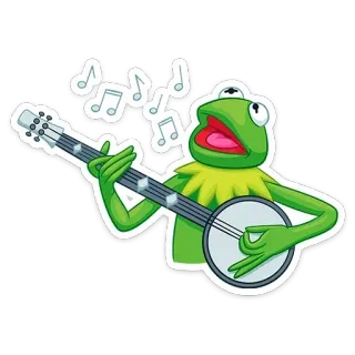 🎸 d2180338 Kermit Kermit la rana, Muppets, rana, banjo, musica, personaggio, cartone animato telegram sticker