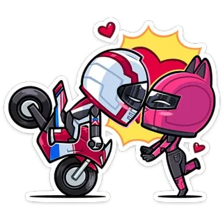 ❤️ dbe609fb pasangan, sepeda motor, helm, cinta, kartun, stiker telegram sticker