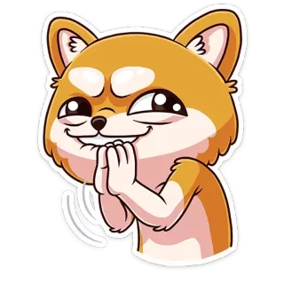 😆 661c71e3 anjing, shiba inu, meme, merencanakan, menyeringai, tangan bersama telegram sticker