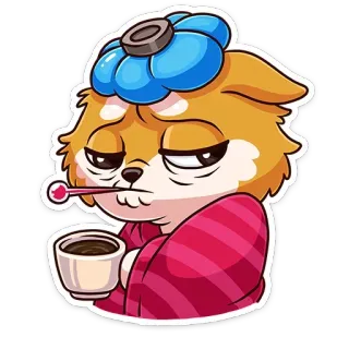 🌡 c799e0ad sakit, anjing, kartun, suhu, sakit kepala, kopi, demam telegram sticker
