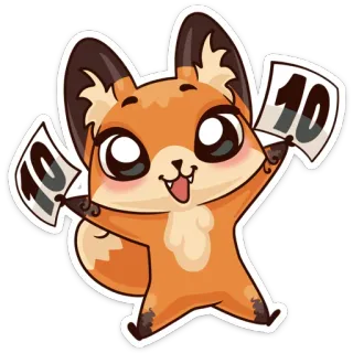 😍 ccb62a08 10 10 renard, numéro 10, mignon, sticker, renard dessin animé telegram sticker