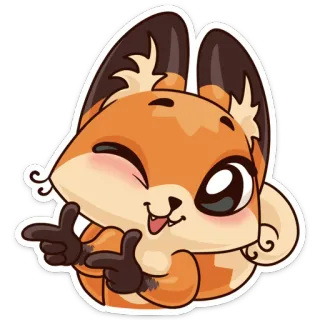 😉 e8eab2a2 renard, animal, mignon, dessin animé, clin d'oeil, doigts, gestes telegram sticker