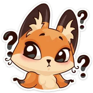 🤔 f62b42bd renard, question, confus, autocollant, animal, dessin animé telegram sticker