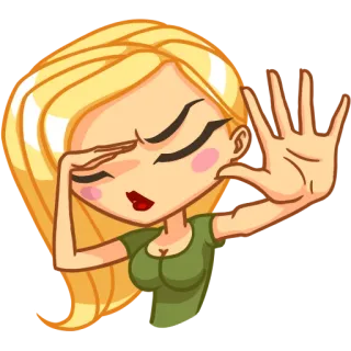 ✋ e7b53f14 kobieta, kreskówka, blondynka, stop, ręka, dziewczyna telegram sticker