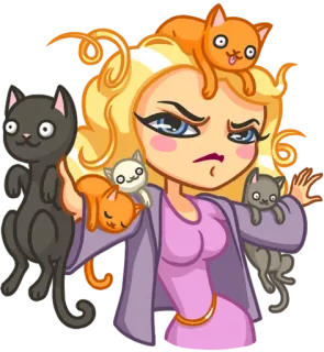😺 fc9e7746 kobieta, koty, naklejka, kreskówki, zwierzęta telegram sticker