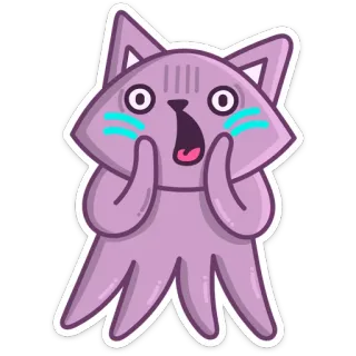 😱 bb5039ff 猫, 紫色, 可爱, 惊讶, 动物, 卡通 telegram sticker