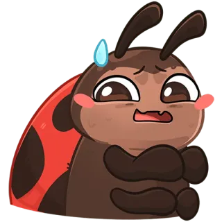 😓 1715efc4 божья коровка, насекомое, мультфильм, милый, каваий, обеспокоенный, тревожный telegram sticker