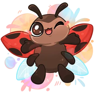 😉 6b1885f1 божья коровка, насекомое, милый, каваий, мультяшный, животное, жук telegram sticker