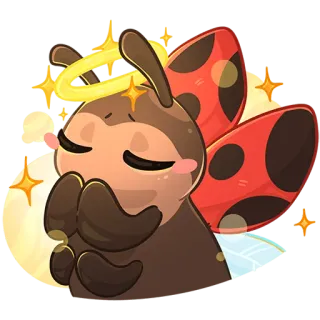 😇 7c495459 божья коровка, ангел, нимб, милый, блестки, насекомое telegram sticker