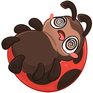 😵‍💫 83b0d0c1 мультик, собака, вращающиеся глаза, головокружение, божья коровка, животное, питомец telegram sticker