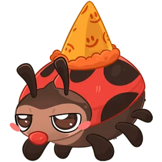 🥳 b0b158b8 божья коровка, пицца, милый, мультфильм, насекомое, каваий, вечеринка telegram sticker