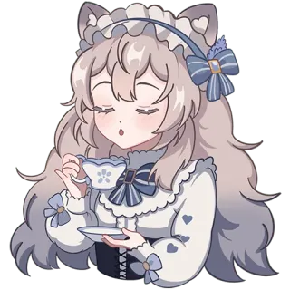 🍵 2d6dd488 аниме девушка, каваи, чай, чашка, милый, чиби telegram sticker