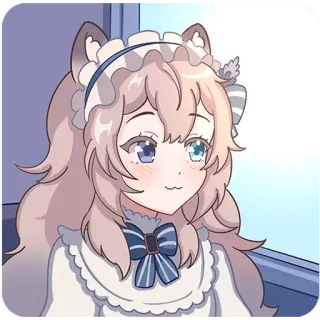 😊 333dd26b Аниме, Девочка, Милая, Кавай, Манга, Мультфильм, Уши, Горничная telegram sticker