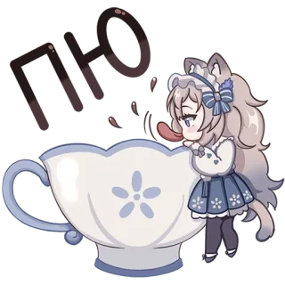 😋 c0cd8731 THO Девушка-кошка, Аниме, Чай, Милый, Мультфильм telegram sticker