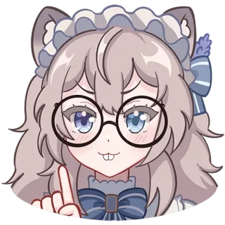 🤓 d7fc386b Аниме, Кот, Девушка, Очки, Милый, Наклейка telegram sticker