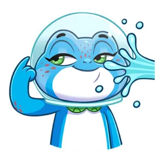 😊 106a761e kikker, cartoon, gebaar, beledigend, blauw, middelvinger telegram sticker
