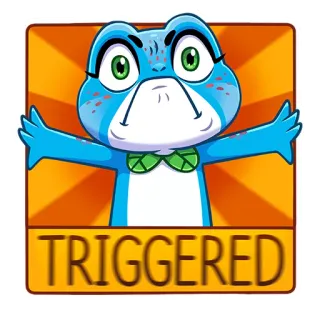 ☹️ 47186b48 TRIGGERED kikker, getriggerd, uitdrukking, cartoon, meme telegram sticker