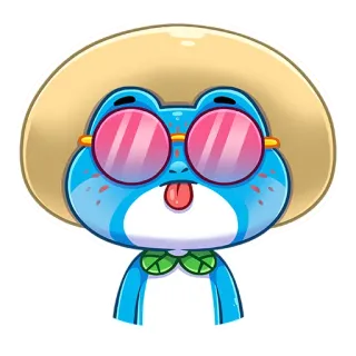 😛 6b277823 kikker, cartoon, zonnebril, hoed, dier telegram sticker