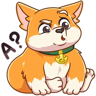 😒 16256459 A? hond, puppy, vraag, schattig, verward, uitdrukking telegram sticker