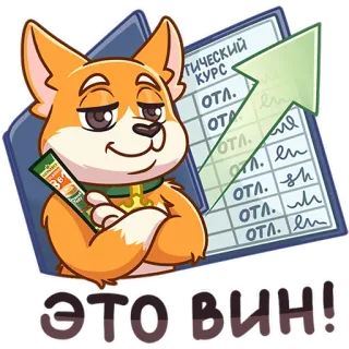 💪 19d8c7b2 ЭТО ВИН! hond, vos, investering, financiën, bedrijf, succes telegram sticker