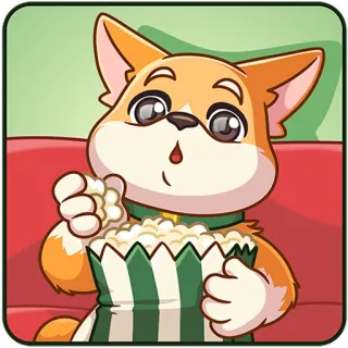 🍿 97a07dde hond, popcorn, schattig, cartoon, dier, snack, kijken, film telegram sticker