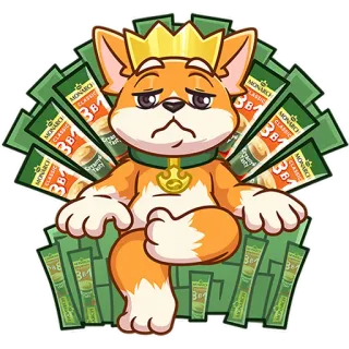 🤨 ddfa92fa MONARCH CLASSIC hond, troon, koning, kroon, cartoon, eten, snack telegram sticker