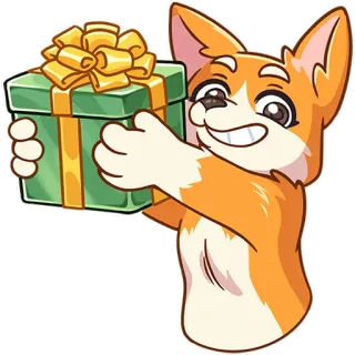🎁 e153d185 corgi, hond, cadeau, geschenk, feest, vrolijk, schattig telegram sticker