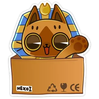 👋 94fee712 HEXOI แมว, อียิปต์, ฟาโรห์, กล่อง, สติกเกอร์, การ์ตูน, สัตว์ telegram sticker