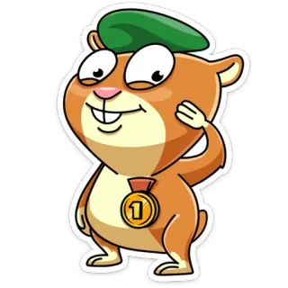 🏅 c2b21dd4 hamster, dessin animé, médaille, numéro un, première place, champion, gagnant, mignon telegram sticker