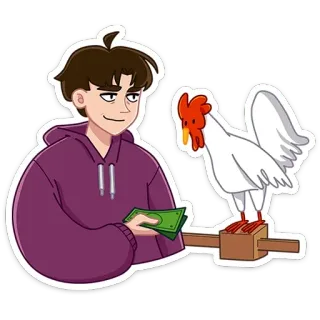 🐓 96943f99 man, geld, kip, cartoon, handel, transactie, zaken telegram sticker