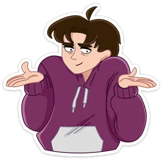🤷‍♂️ 98adcd9e man, schouderophalen, paars, hoodie, cartoon, onzekerheid, onverschilligheid telegram sticker
