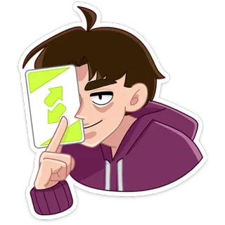 🔃 f8da1bcf sticker, cartoon, omkeerkaart, uno kaart, jongen, paars, spel telegram sticker